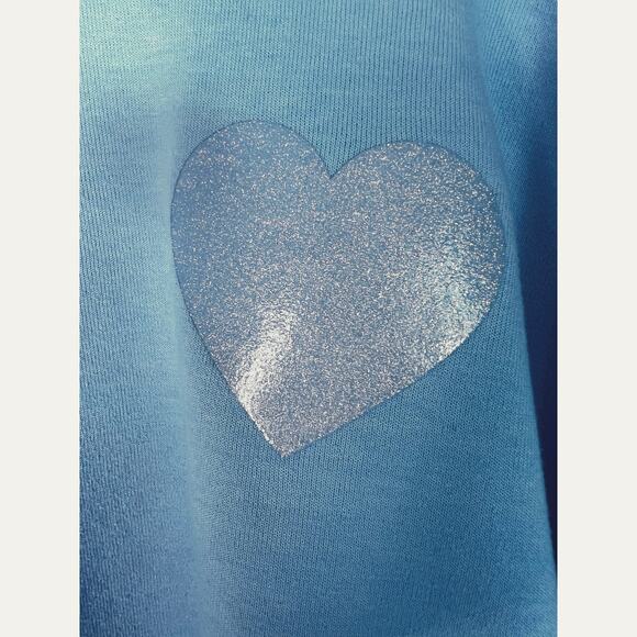 Aviator Nation Glitter Heart Relaxed Crew Sky Blue Medium - Picture 3 of 6